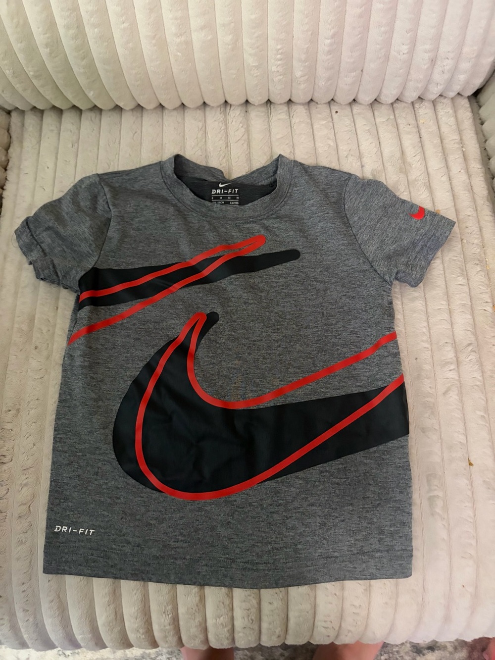 Nike Gray Short Sleeve Tee with Black & Red Graphic Dri-fit